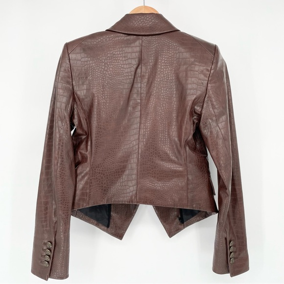Veronica Beard Cooke Dickey Blazer in Brown Faux Crocodile Vegan Leather Size 2 - Picture 4 of 16